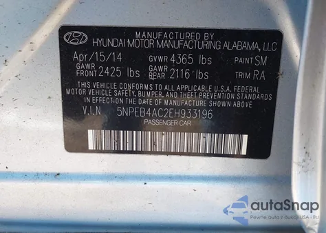 2014 Hyundai Sonata Gls из США, поврежденный, VIN 5NPEB4AC2EH933196